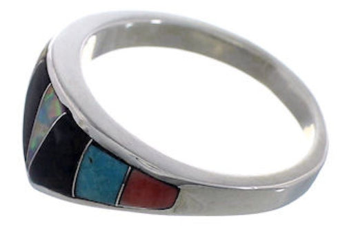 Genuine Sterling Silver Multicolor Ring Size 6-3/4 EX43898
